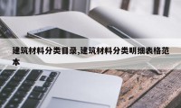 建筑材料分类目录,建筑材料分类明细表格范本