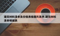 建筑材料清单及价格表格图片简单,建筑材料清单明细表