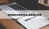 装修建材价格参照表,装修建材预算