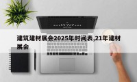 建筑建材展会2025年时间表,21年建材展会
